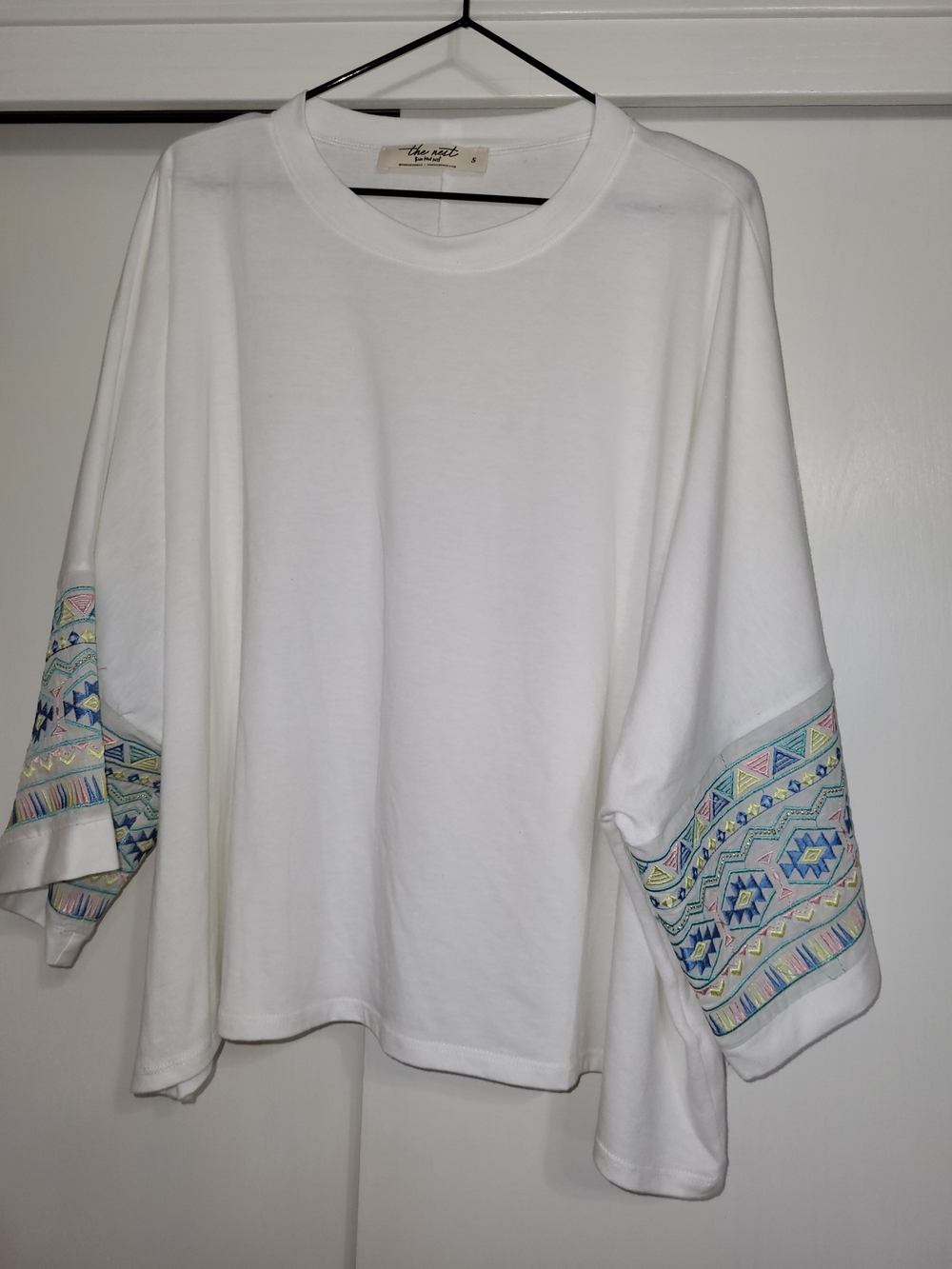 Three Bird Nest, Just Believe Batwing Sleeve Tee with Embroidered Sleeves